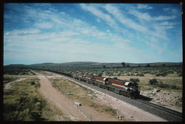 
Class 34-500 diesel locomotives in ISCOR livery in use on Saldanha-Sishen ore line.
