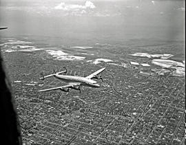 Johannesburg, 1952. SAA Lockheed Constellation ZS-DBU 'Durban' in flight. SEE P3073