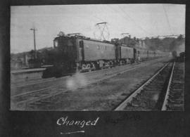 Ladysmith, circa 1925. Train double-headed by electrical locomotives in station. (Album on Natal ...