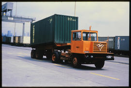 Johannesburg, 1978. SAR Foden No B18073 truck with container at Kaserne container depot.