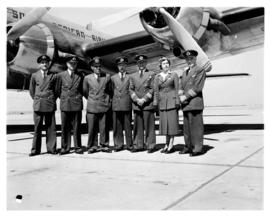 Johannesburg, April 1952. Jan Smuts Airport. Flight crew of SAA Douglas DC-4 ZS-AUA 'Tafelberg' t...