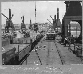 Port Elizabeth, before 1910. A busy morning at the south jetty of Port Elizabeth Harbour.