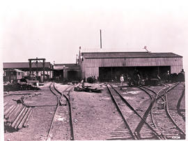 Usakos, South-West Africa. Locomotive shops and railway yard.