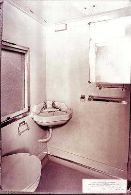 
Washbasin and toilet in SAR first class steel airconditioned coach Type C-31-A & B.
