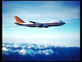 SAA Boeing 747 Super B ZS-SAS 'Helderberg' in flight. This is a Boeing Factory Photograph.