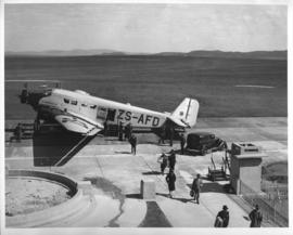 Johannesburg, 1938. Arrival of SAA Junkers JU-52 ZS-AFD 'Sir Benjamin d'Urban' at Rand airport. N...