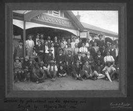 Viljoensdrif, 1914. Staff group at station during inauguration of signalling system. (Dearle &amp...