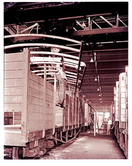 "Uitenhage, 1950. Coach building workshop."