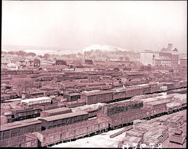 Johannesburg, 1934. Kazerne goods yard looking southwest with large number of goods trains.