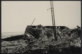 Wreckage of goods wagons after accident.