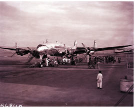 
SAA Lockheed Constellation ZS-DBR. As yet unnamed. Was later  christened 'Cape Town'. Note the c...