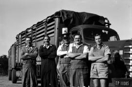 Potgietersrus, 1957. Group of drivers at Diamond T truck.