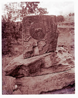 "Graskop district, 1960.  Bas-relief of Jock of the Bushveld"