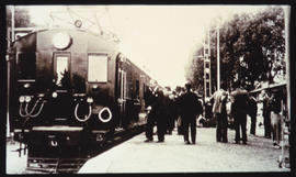 Johannesburg, 1937. SAR Class EMU with first electric train to run on Germiston-Alberton line at ...