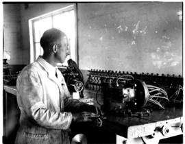 Johannesburg, circa 1949. Rand Airport. Technician in workshop. (JK Hora)