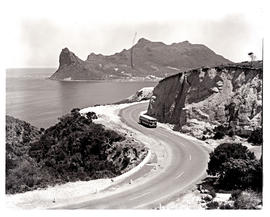 "Cape Town, 1964. SAR Canadian Brill motor coach on the road near Hout Bay."