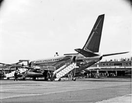 Durban, 1970. Louis Botha airport. SAA Boeing 737 ZS-SBL 'Pongola'.