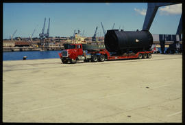 Port Elizabeth, September 1984. Abnormal load arriving by truck at Port Elizabeth Harbour. [Z Cra...