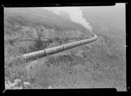 George district, 24 February 1947. Pilot Train with SAR Class GEA Garratt No 4026 leading in Mont...