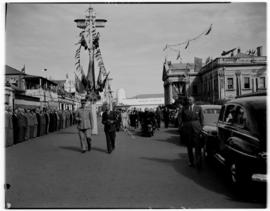Kimberley, 18 April 1947. Royal party in street in front of City Hall.