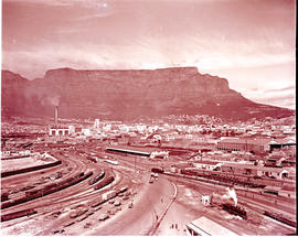 Cape Town, 1939. Railway station viewed from grain elevator.