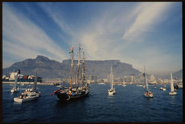 Cape Town, September 1987. Sailboats in Table Bay. [Z Crafford]