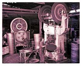 Springs, 1954. Metal container factory interior.