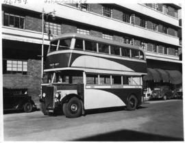 Johannesburg, 1938. Leyland TD5 double-decker bus No 1127 on reef suburban service.