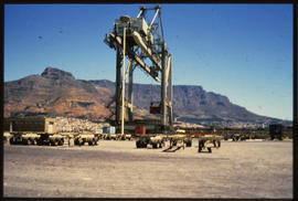 Cape Town. Large gantry crane in Table Bay harbour.