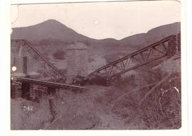 Kaapmuiden, circa 1900. Damaged bridge with timber trestle bridge as diversion during Anglo-Boer ...
