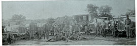 Circa 1915. Kroonstad. Troops posing at lorries during World War One.