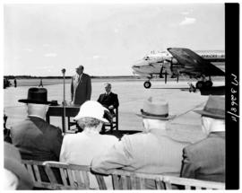 Johannesburg, April 1952. Jan Smuts Airport. Ceremony for SAA Douglas DC-4 ZS-AUA 'Tafelberg' the...