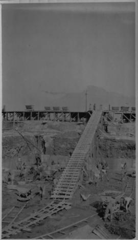 Cape Town, circa 1922. Construction of the grain elevators at Table Bay Harbour. (Album of grain ...