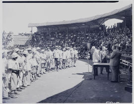 Johannesburg, 1951. Prizegiving ceremony at tribal dance.