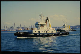 Durban, July 1986. SAR tug 'PG Joubert' in Durban Harbour. [Z Crafford]