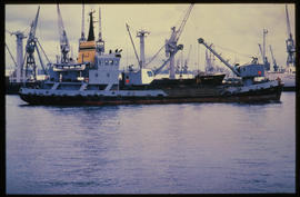 Durban, 1978. Dredger in Durban Harbour.