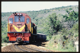 Loerie district, 1983. SAR Class 91-000 No 91-018 with goods train.