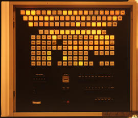 September 1974. Keyboard of ICL452 computer. [D Dannhauser]