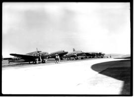 Johannesburg, circa 1949. Rand Airport. SAA Lockheed Lodestar ZS-ATM 'Sir John Cradock', two DC-3...