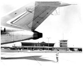 East London, 1970. Ben Schoeman airport. SAA Boeing 727 rear.