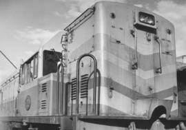 Circa 1951. Close-up of SAR diesel locomotive.