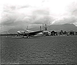 George, 1949. Airport with SAA Lockheed Lodestar ZS-ATA 'Alexander Biggar'.