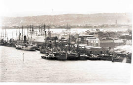 Durban. Ships moored at Point in Durban Harbour.