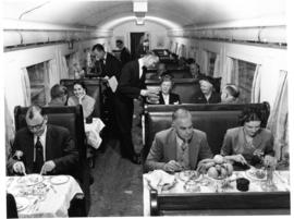 Interior of SAR type A-33 Blue Train dining saloon.