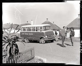 Hluhluwe district, 1967. SAR Mercedes Benz tour bus No MT6925 at Hluhluwe Reserve rest camp.