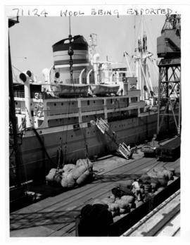 Durban, 1962. Bales of wool being exported in Durban Harbour.