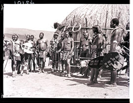 Zululand, 1933. Zulu wedding, response from the bride and groom.