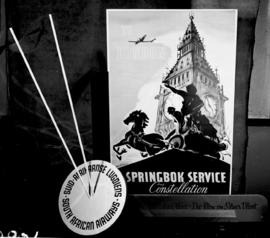 July 1950. SAA 'Springbok Service' advertising display with Lockheed Constellation.