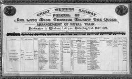 2 February 1901. Great Western Railway announcement of Royal Train for funeral of the Queen.