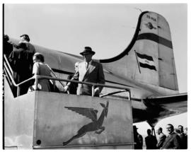 Johannesburg, April 1952. Jan Smuts Airport. Ceremony for SAA Douglas DC-4 ZS-AUA 'Tafelberg' the...